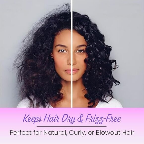 KAV Luxury Triple Layer Shower Cap Satin for Women, Reusable Waterproof - Purple - Picture 3 of 6